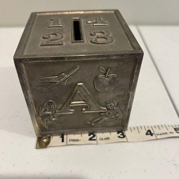 Vintage Brushed Pewter Piggy Bank - Picture 7 of 8